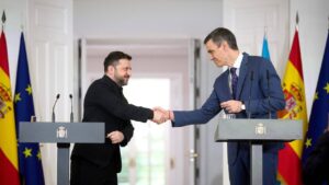 Спілкування Володимира Зеленського і Педро Санчеса з медіа