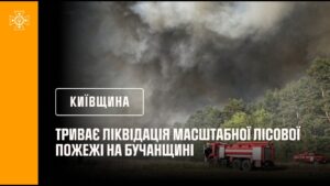 Київщина: триває ліквідація масштабної лісової пожежі на Бучанщині