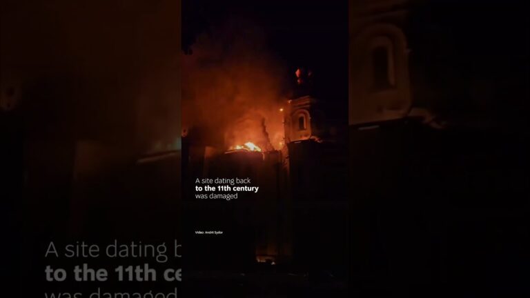 Ukrainian anthem sounds over damaged Kyiv Pechersk Lavra